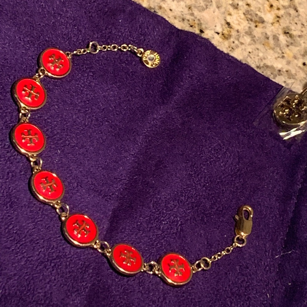 🥰”TORY BURCH~BRACELET~RED/ GOLD “🥰